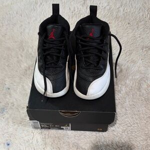 Jordan Kids Retro 12 Sneakers Black and White